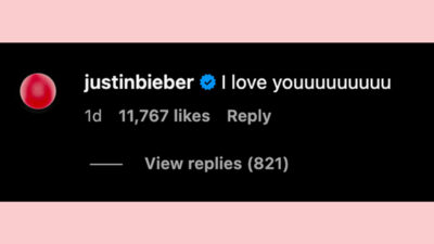 Justin Bieber's comment on Ariana Greenblatt's IG post