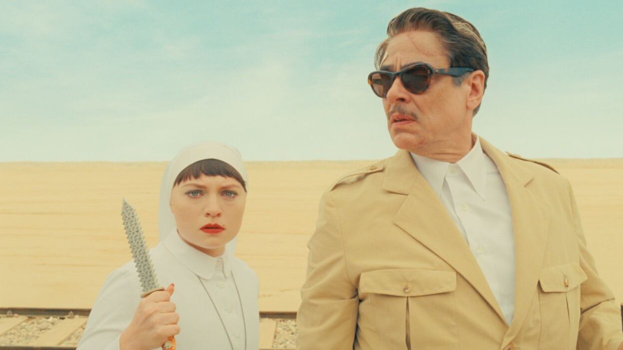 (L to R) Mia Threapleton as Liesl and Benicio Del Toro as Zsa-Zsa Korda in director Wes Anderson's 'The Phoenician Scheme', a Focus Features release. Credit: Courtesy of TPS Productions/Focus Features © 2025 All Rights Reserved.