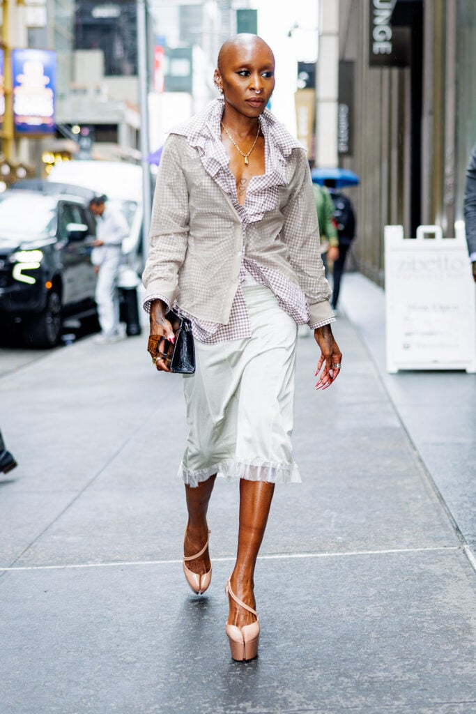 Cynthia Erivo 'Wicked: For Good' New York Press Tour Maison Margiela dress.