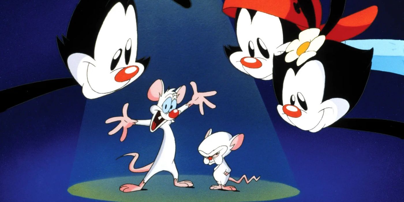 Pinky and the Brain with Yakko, Wakko, and Dot from 'Animaniacs'