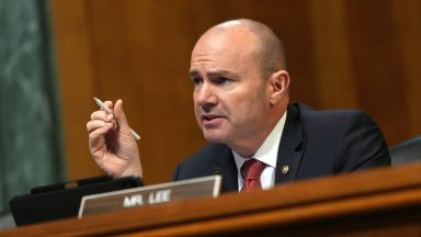 WASHINGTON, DC - MAY 13: U.S. Sen. Mike Lee (R-UT) participates in a Senate Judiciary Committee hearing at the Dirksen Senate Office Building on May 13, 2025 in Washington, DC. The Committee met to examining pharmacy benefit managers and competition issues in the prescription drug supply chain. (Photo by Kevin Dietsch/Getty Images)