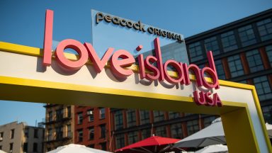 NEW YORK, NEW YORK - JULY 20: A view of the "Love Island USA" logo during a season 4 photo call at Gansevoort Plaza on July 20, 2022 in New York City. (Photo by Noam Galai/Getty Images)
