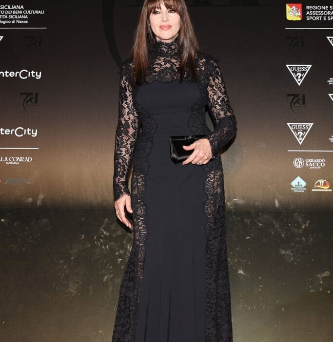 Monica Bellucci Wore Prada To The 2025 Taormina Film Festival black dress