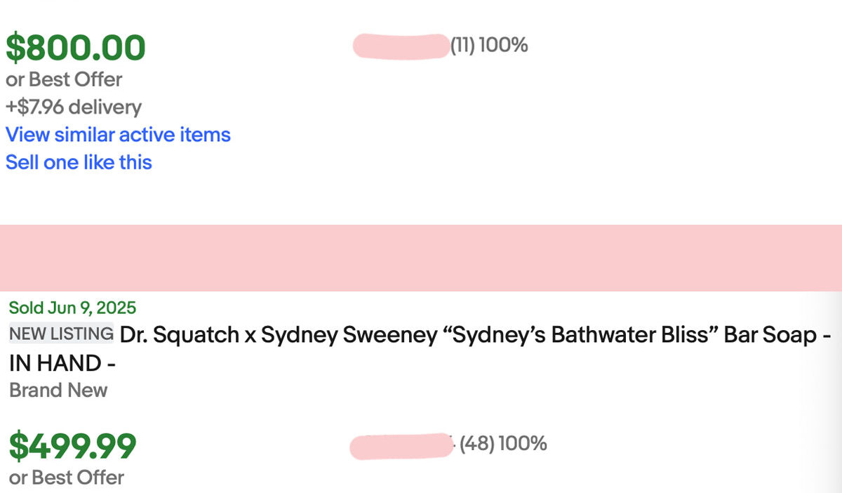 Sydney Sweeney bath water sale prices
