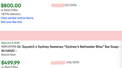 Sydney Sweeney bath water sale prices