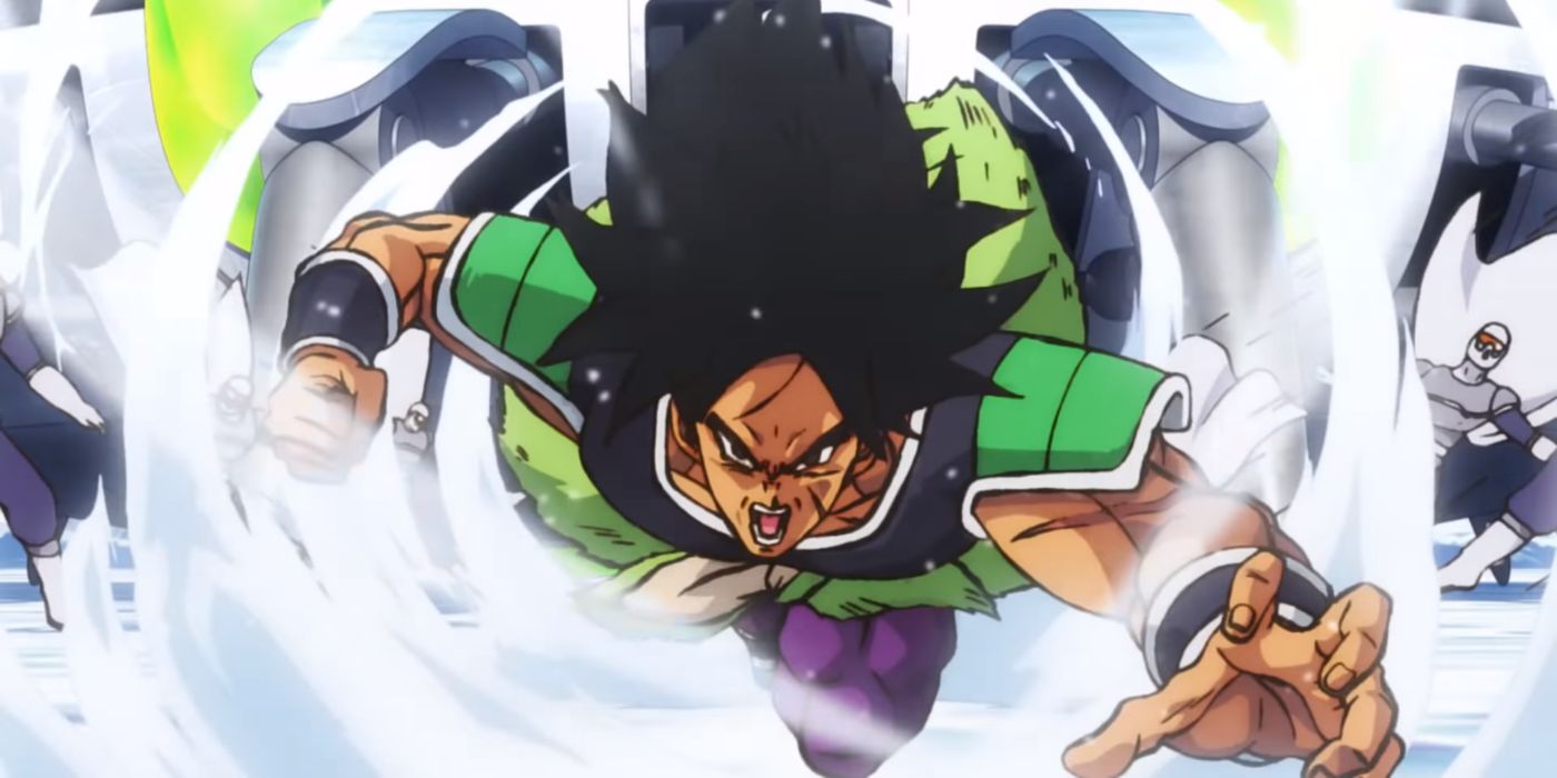 Dragon Ball Super Broly beginning his fight with Goku and Vegeta by charging forward.