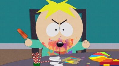 Butters screaming in rage while eating a popsicle in South Park