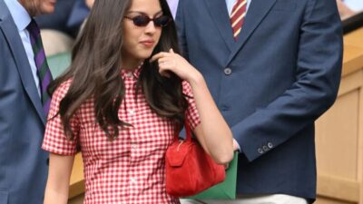 Olivia Rodrigo and Louis Partridge attend day three of the Wimbledon Tennis Championships