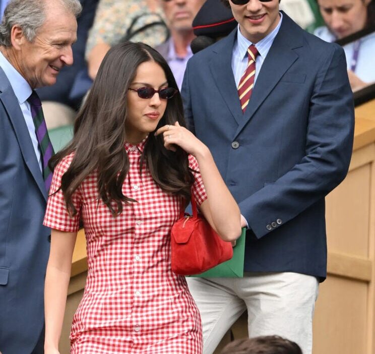 Olivia Rodrigo and Louis Partridge attend day three of the Wimbledon Tennis Championships
