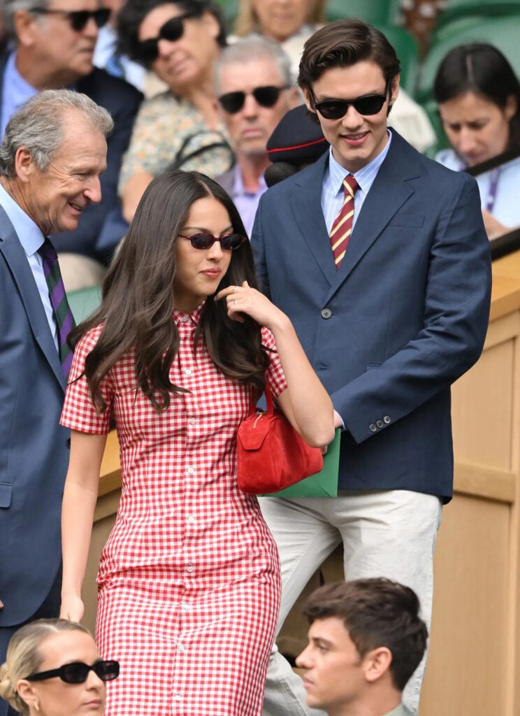 Olivia Rodrigo and Louis Partridge attend day three of the Wimbledon Tennis Championships